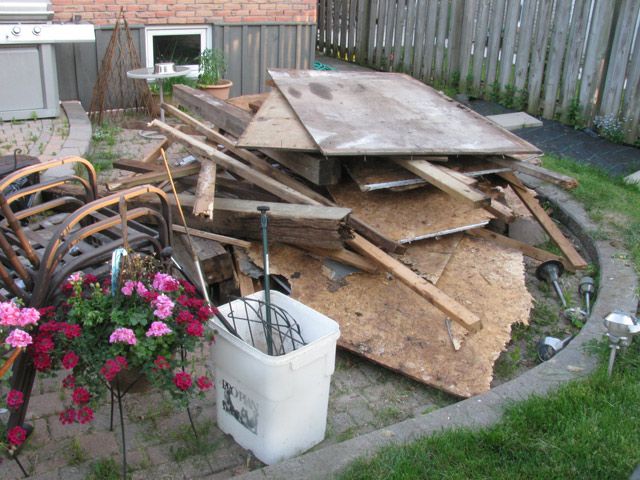 What a mess. Post shed smash.