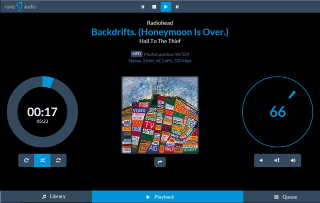 The browser based UI for Runeaudio (modified to fit)